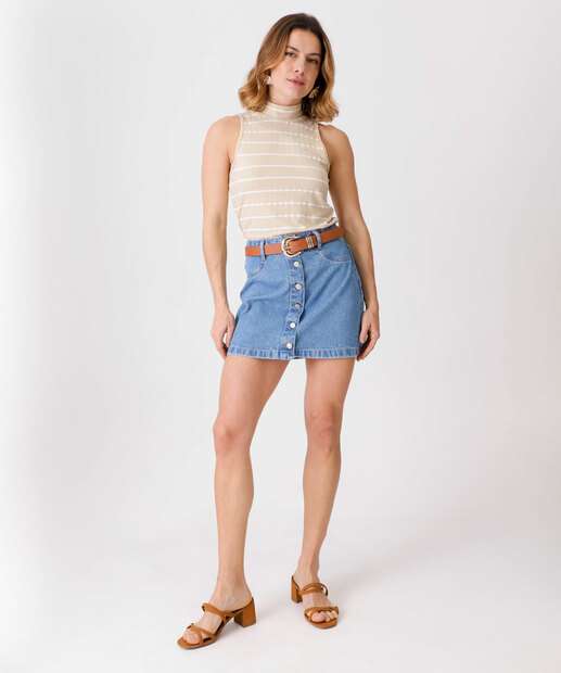 Image_Mini Saia Jeans Feminina Botões Marisa Azul