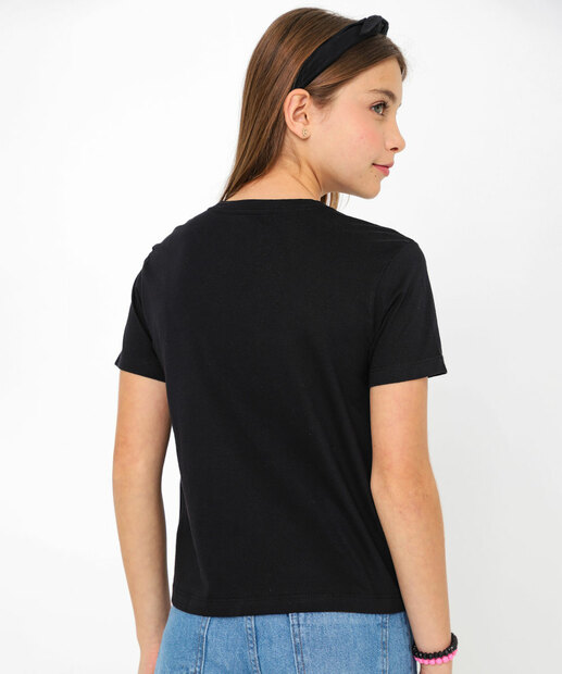 Camiseta Juvenil Hello Kitty Tam 10 a 16 Preto