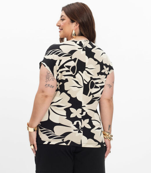 Blusa Manga Curta Feminina Secret Glam Preto