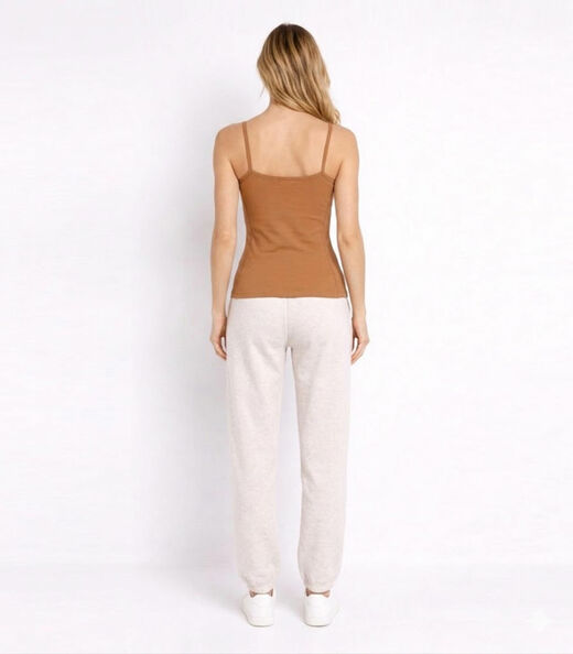 Blusa De Alça Feminina Lisa Em Poliamida Aishty Marrom