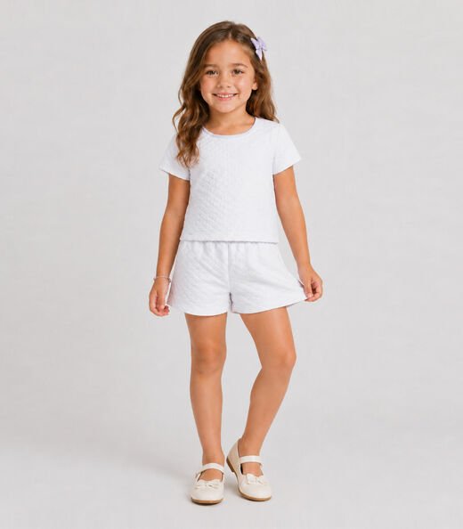 Conjunto Infantil Feminino Blusa E Shorts Select Branco