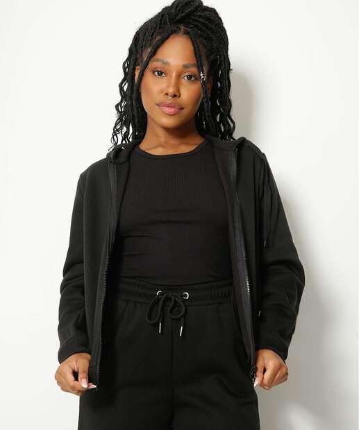 Blusão Feminino Moletom Bolso Capuz Marisa