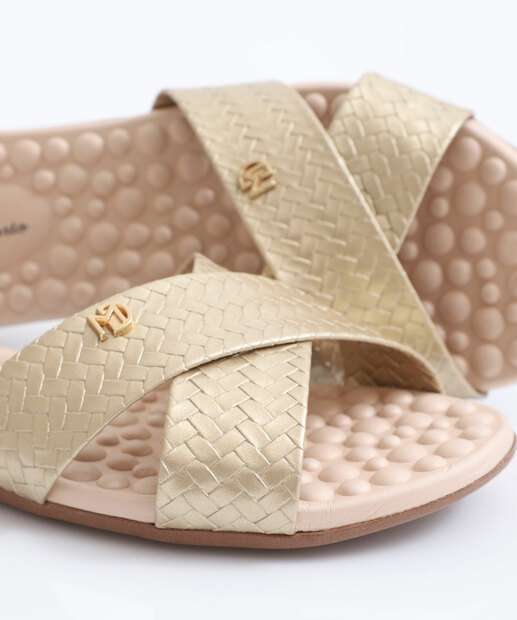 Rasteirinha Feminina Textura Modare Dourada 