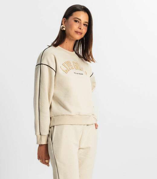 Conjunto Blusão com Calça Feminino Rovitex Bege