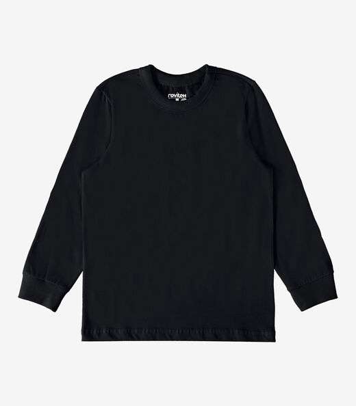 Camiseta Manga Longa Básica Rovitex Kids Preto