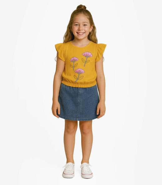 Image_Blusa Infantil Manga Curta Infinita Cor Laranja