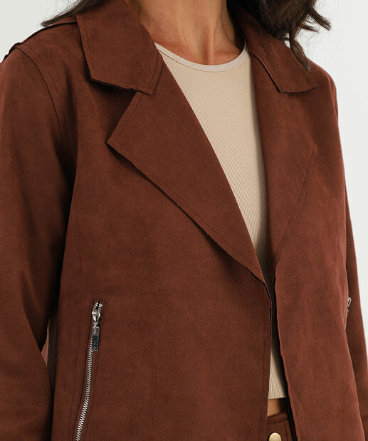 Jaqueta Feminina Biker Suede Marisa Marrom