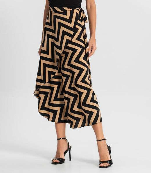 Saia Midi Amarração Envelope Select Marrom