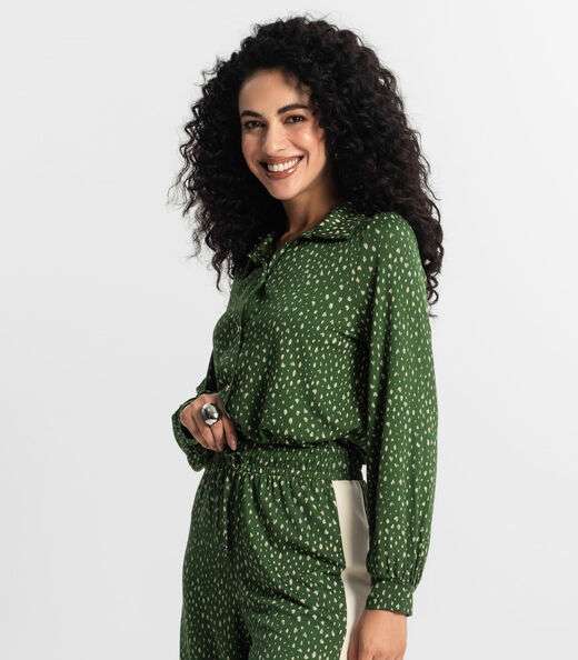 Camisa  Estampada Feminina Rovitex Verde