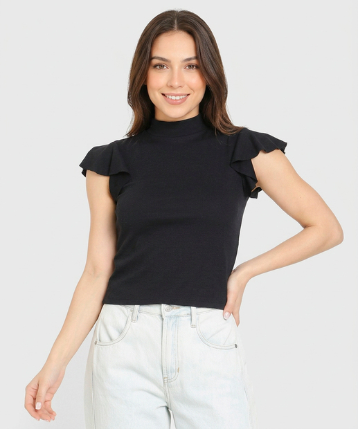 Image_Blusa Feminina Babado Gola Alta Marisa