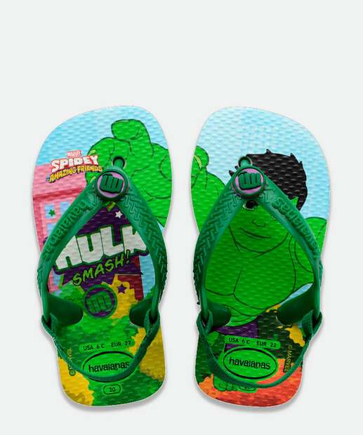 Chinelo Havaianas Bebê Hulk Marvel 