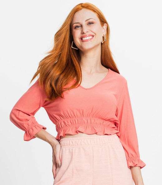 Blusa Feminina Manga 3/4 Rovitex Laranja