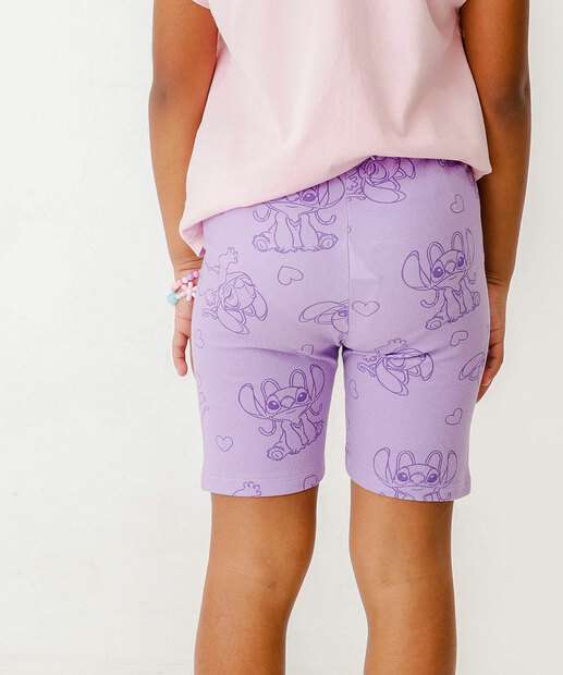 Bermuda Infantil Ciclista Stitch Disney Tam 4 a 10