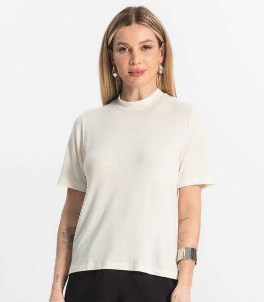 Blusa Feminina Básica em Malha Visco Rovitex Bege