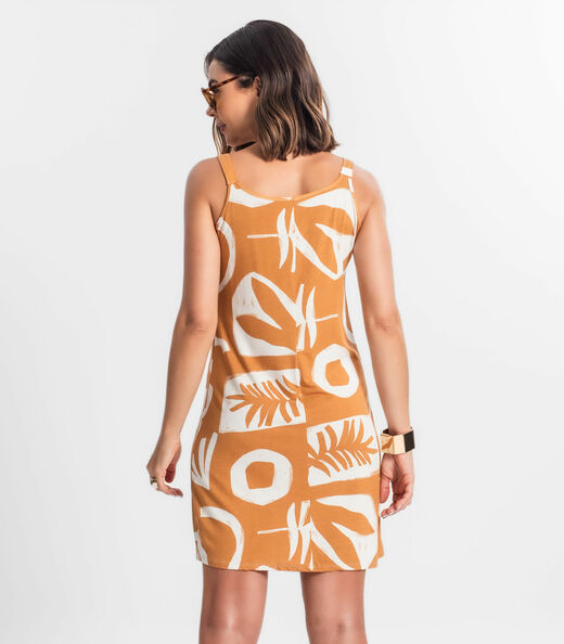 Vestido Estampado Rovitex Marrom