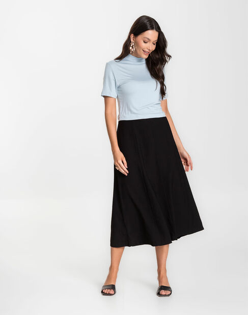 Saia Midi Feminina Evase Marrante Renaluci Preto