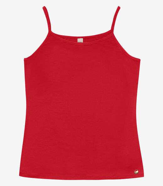 Blusa de Alça Feminina Viscotorcion Básica Rovitex Vermelho