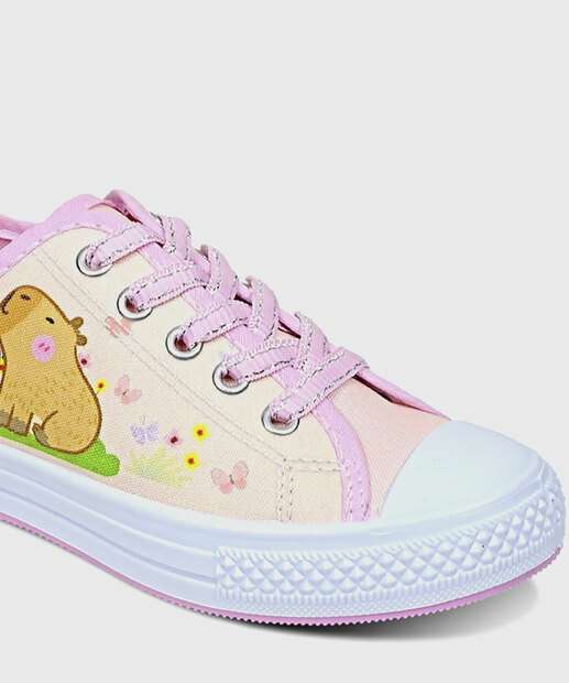 Tênis Infantil Casual Estampa Capivara Rosa