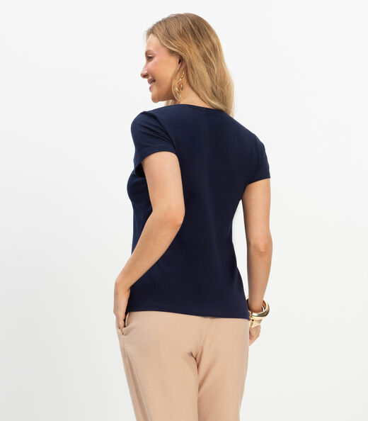 Blusa Feminina Cotton Leve Básica Rovitex Azul