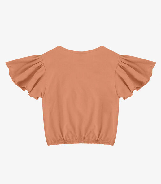 Blusa Infantil Manga Curta Infinita Cor Laranja