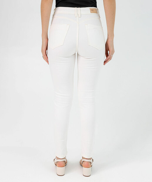 Calça Sarja Cigarrete Feminina Sawary Off White