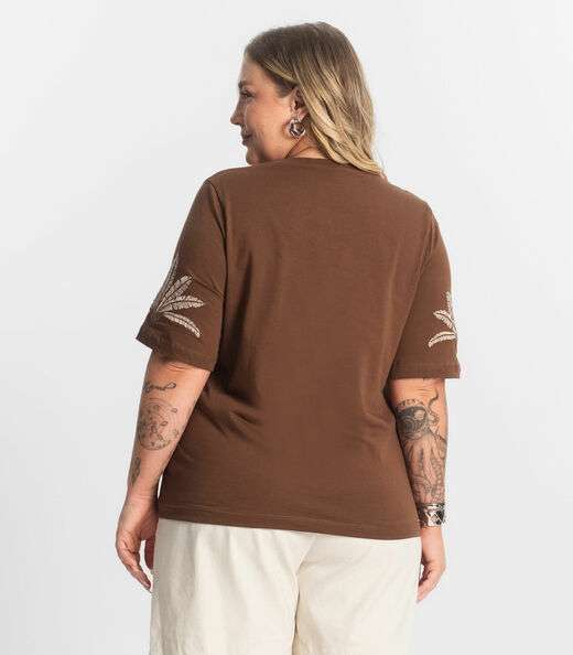 Blusa Feminina Manga Curta Secret Glam Marrom