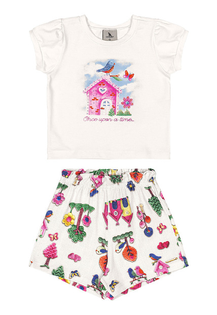 Conjunto Blusa Strass e Short Menina Quimby