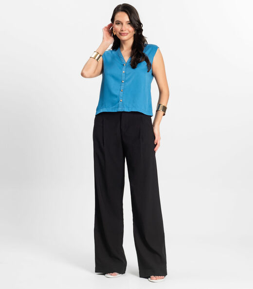 Camisa Feminina Viscose Sarjada Pesada Rovitex Azul