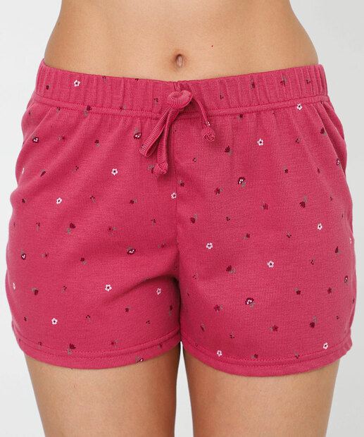 Pijama Feminino Canelado Flores Manga Curta Marisa Off White