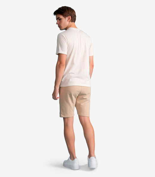 Bermuda Masculina Moletom Sarjado Com Bolso Minty Bege