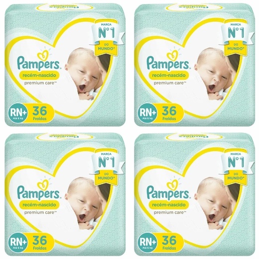 Image_Kit 4 Fraldas Recem Nascido ”Rne” Pampers Simples c/ 36 Unidades cada