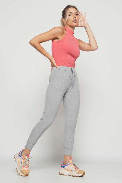 Calça  Jogger Comfy Malha Canelada Mescla Salvatore Fashion