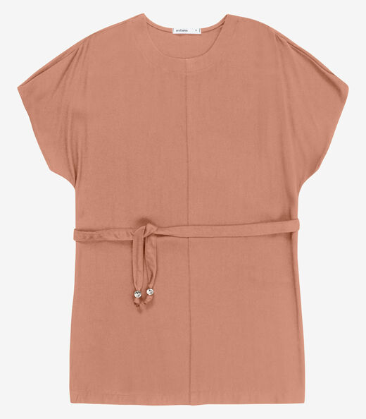 Image_Vestido Feminino Curto Com Cinto Viscose Endless Marrom