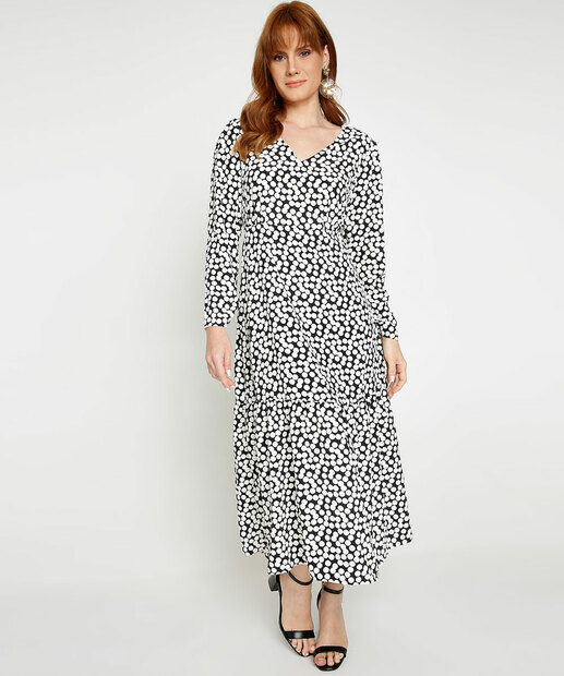 Vestido Midi Feminino Estampa Poá Manga 7/8 Marisa