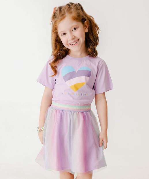 Conjunto Infantil Tule Coração Marisa Tam 4 a 10
