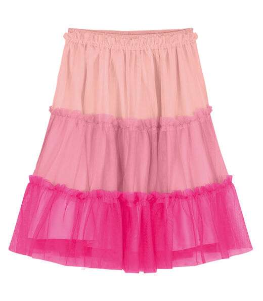 Saia Midi Infantil De Tule Com Babados Trick Nick Rosa