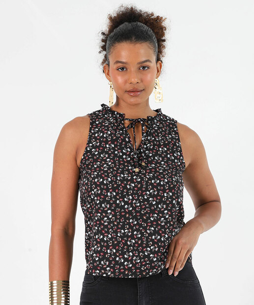 Image_Blusa Regata Estampa Flores Marisa Preto
