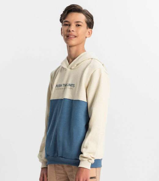 Moletom Juvenil Menino Com Capuz Minty Bege