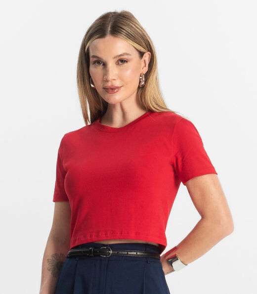 Blusa Básica Feminina Cotton Leve Rovitex Vermelho