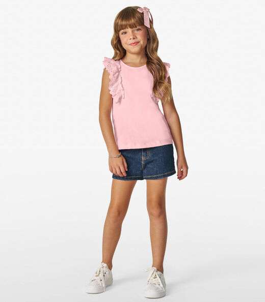 Conjunto Infantil Blusa Com Shorts Trick Nick Rosa