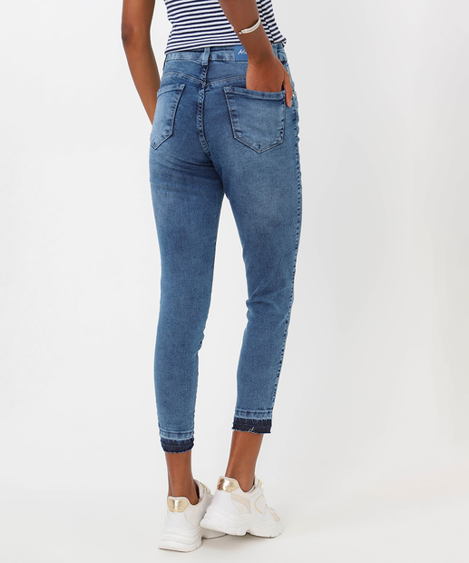 Calça Jeans Skinny Feminina Marmorizada Marisa Azul