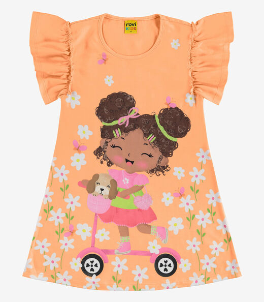 Vestido Infantil Manga Curta Rovi Kids Laranja