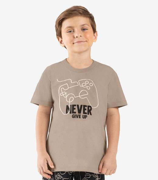 Conjunto Infantil Camiseta Com Bermuda Rovi kids Marrom