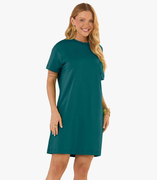 Image_Vestido Básico T-Shirt Feminino Rovitex Verde