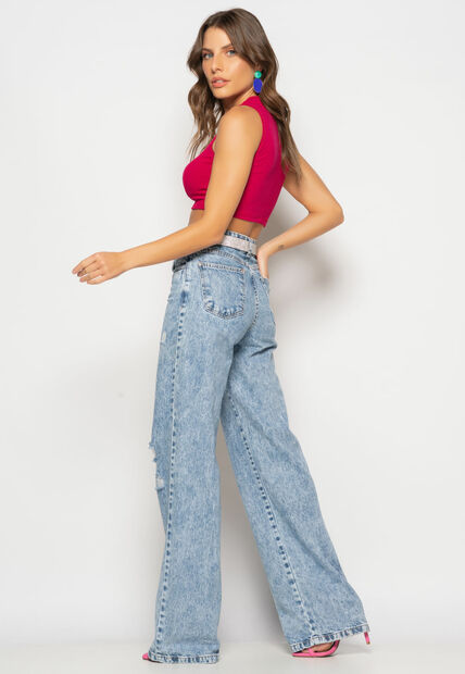 Cropped Regata Recorte Canelado Pink Salvatore Fashion