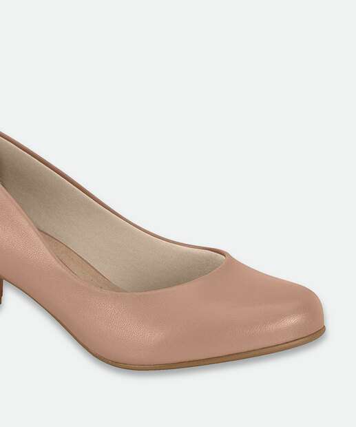 Scarpin Feminino Salto Quadrado Beira Rio Bege