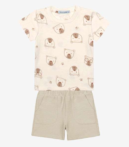 Image_Conjunto Infantil Camiseta Com Bermuda Trick Nick Bege