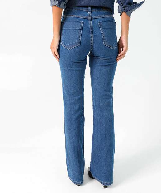 Calça Feminina Jeans Flare Cintura Alta Sawary Azul