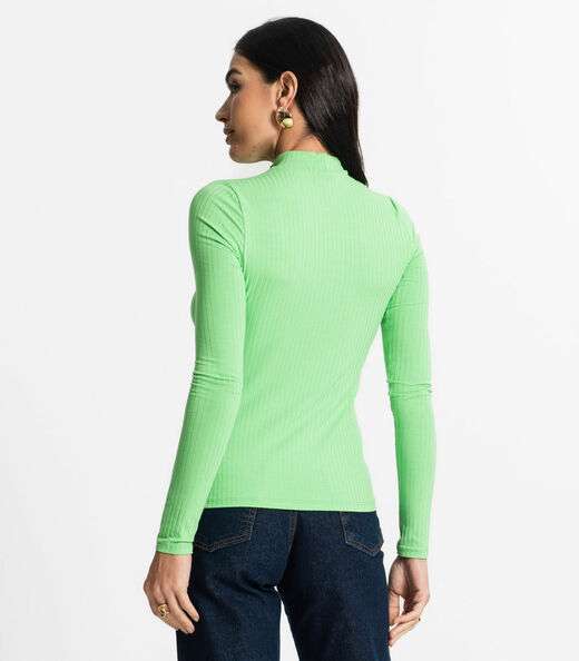 Blusa Manga Longa Feminina Canelada Select Verde