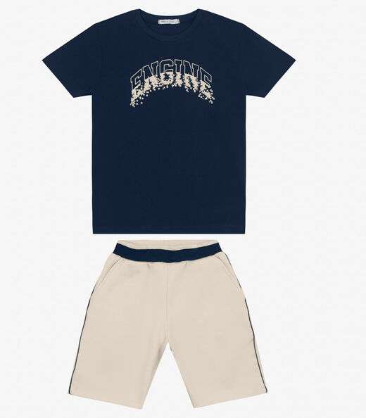 Conjunto Masculino Camiseta com Bermuda Trick Nick Azul Marinho